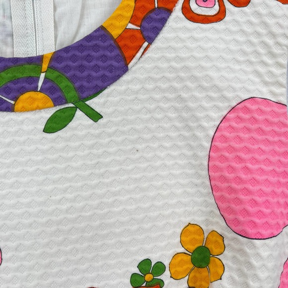 NEIMAN MARCUS Vintage 60s Dress Womens XS Small Off White Floral Print Mod Shift - Picture 11 of 16